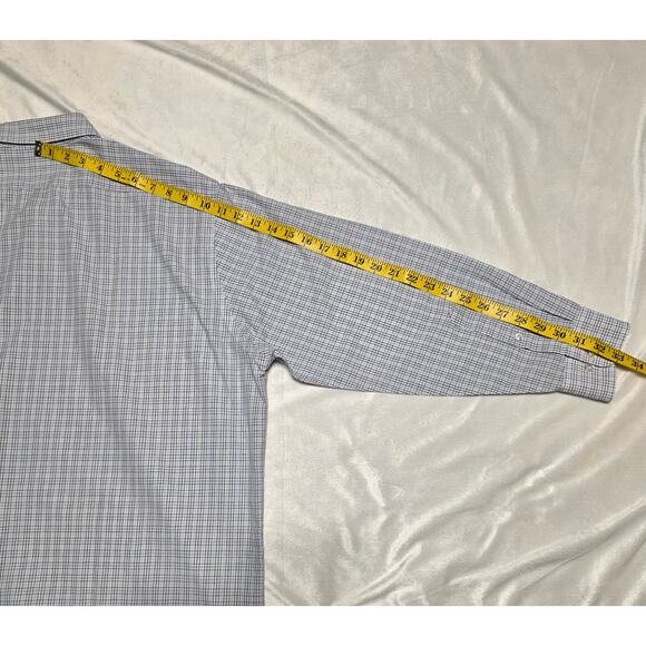 Arrow Mens Long-sleeve Button Down Dress Shirt, Light Blue Grid, 17.5, 32/33 - Picture 7 of 8